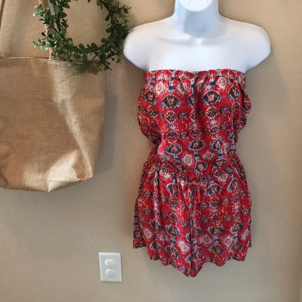 Red printed Angie Romper-S